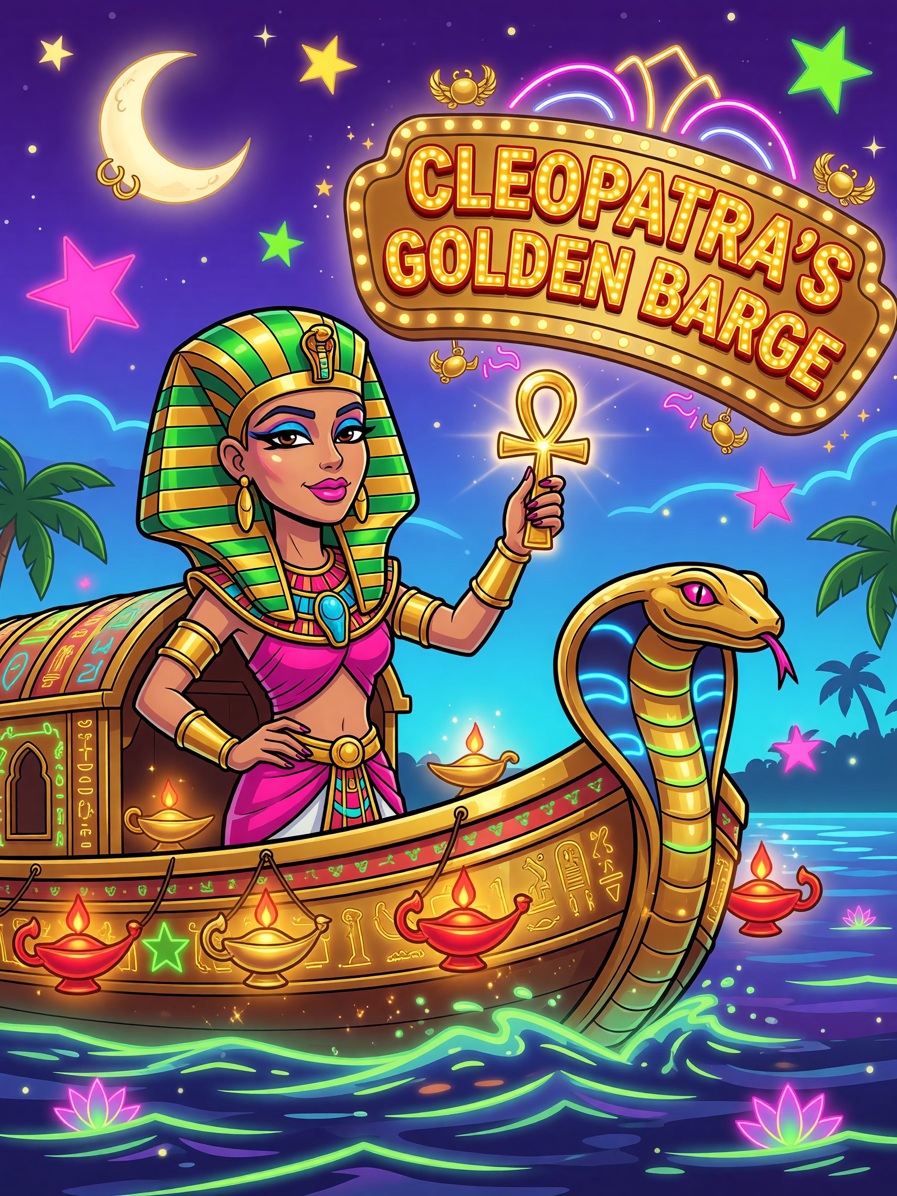 Cleopatra's Golden Barge — Egyptian Royalty themed game art