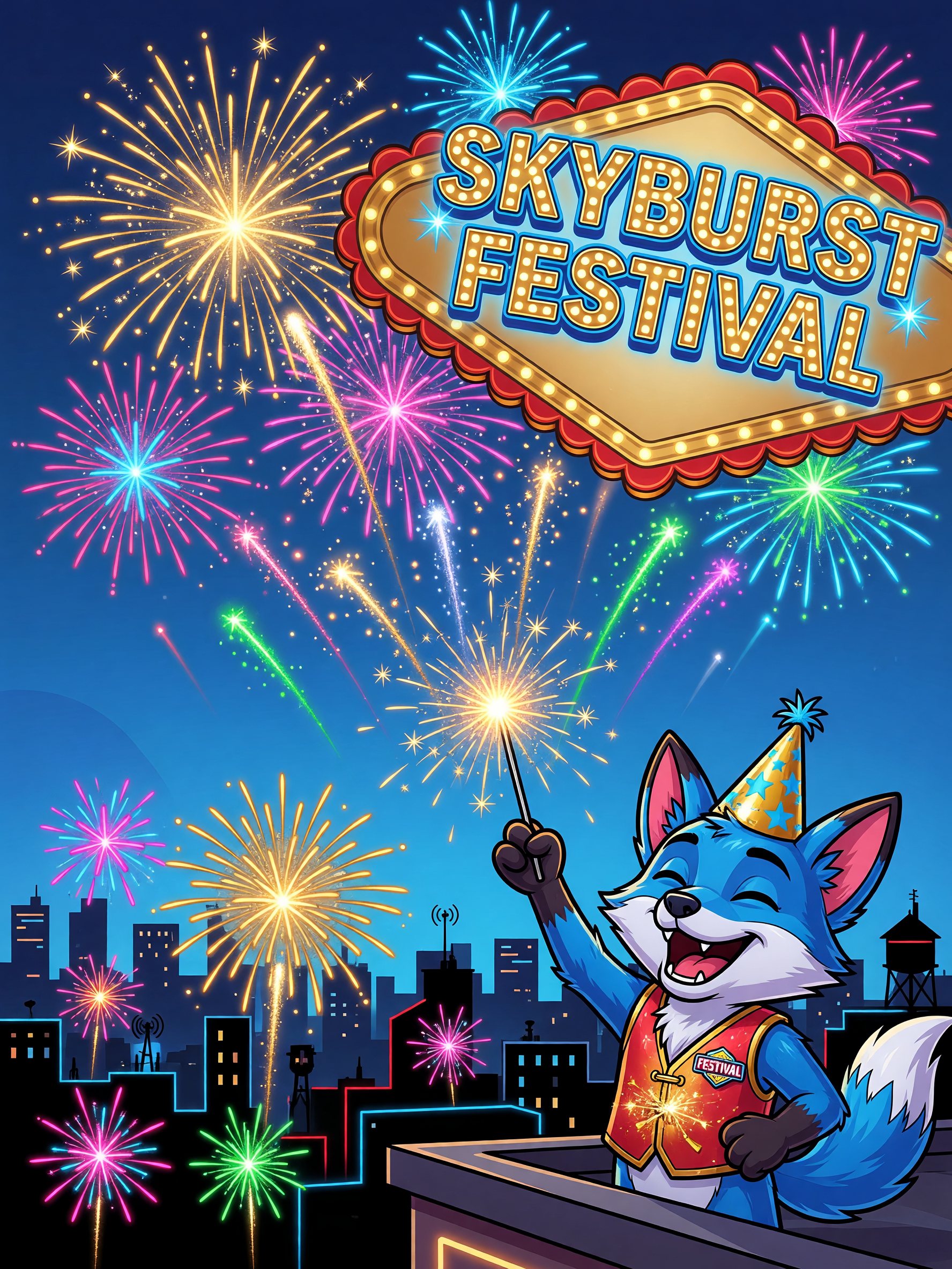 Skyburst Festival — Night Fireworks themed game art