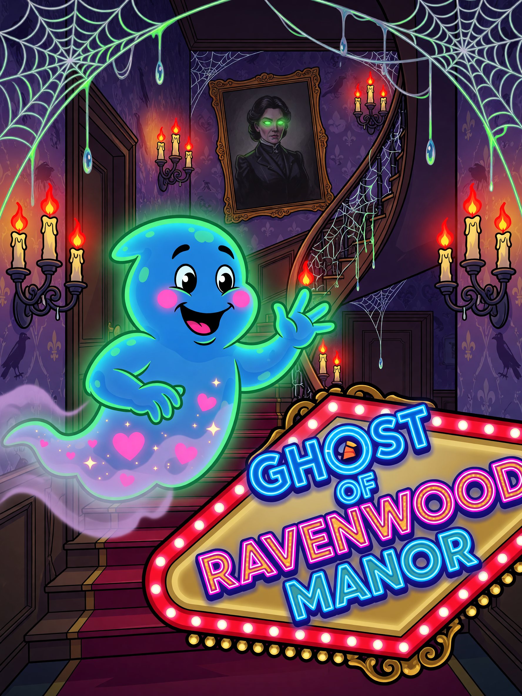 Ghost of Ravenwood Manor — Friendly Haunt themed game art