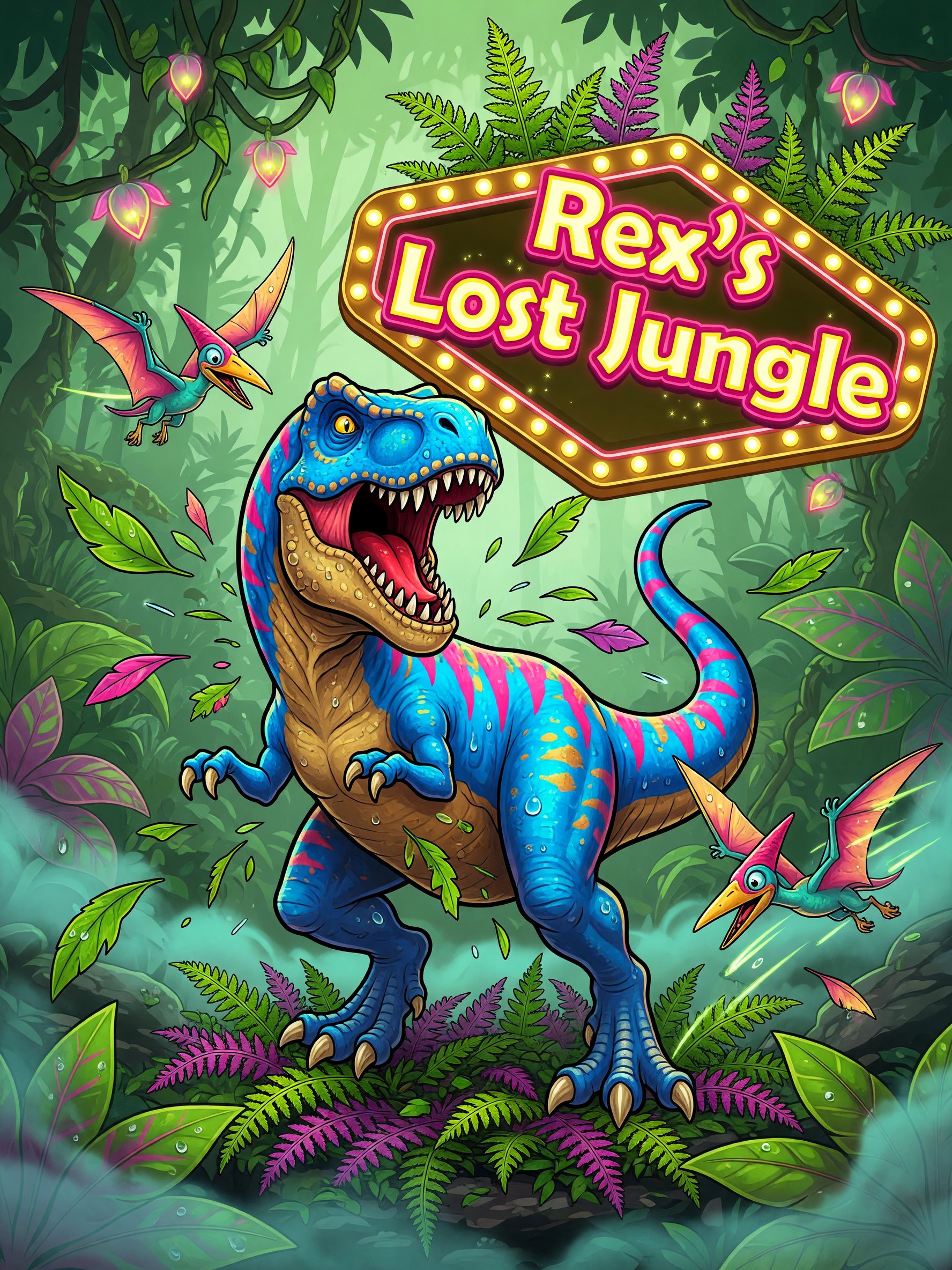 Rex's Lost Jungle — Prehistoric Wild themed game art